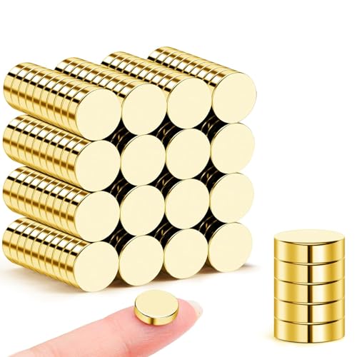 Image of 120 Pcs Gold Fridge Magnets, 10x3mm Small Rare Earth Magnets Neodymium Magnet for Refrigerator School, Whiteboard, Crafts, DIY