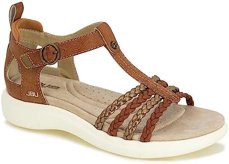 JBU by Jambu Women's Prague Flat Sandal, Brown/Bronze, 6 | Image 2