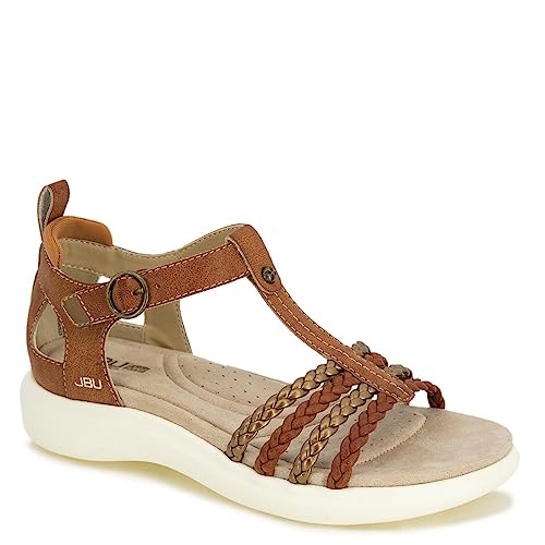 JBU by Jambu Women's Prague Flat Sandal, Brown/Bronze, 8
