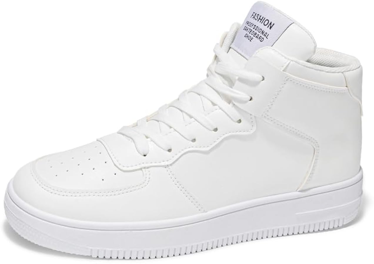 Amazon | [JKXK] スニーカー ハイカット バスケットシューズ メンズ 白