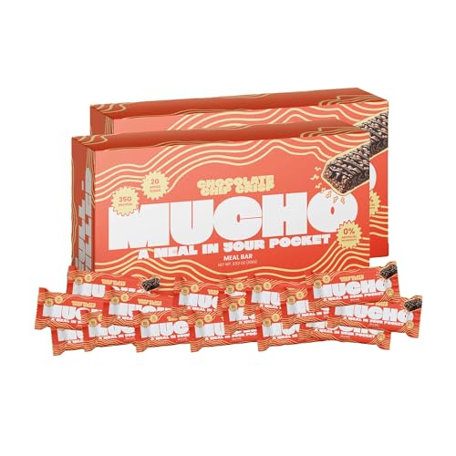 Image of Mucho Meal Bars, Chocolate Chip Crisp - 34g Protein, 2g Added Sugar, Low Saturated Fat - Healthy Meal Replacement Snack, Perfect for Bulking & Busy Lifestyles (16 Pack, Chocolate Chip Crisp)