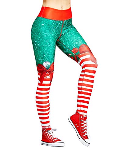 Yaavii Workout Leggings for Women Christmas Printed Patterns Fashion Yoga Pants Seamless Tight
