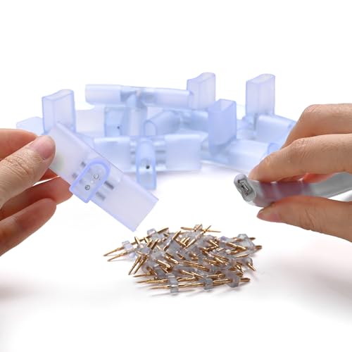 Image of Yescom 10 Sets of T Shape Junction 3 to 1 Wire Wire Splice Connector with | 2-Pin for BiLume 2700K Sunset Glow Warm White AC110-120V LED Neon Rope Lights