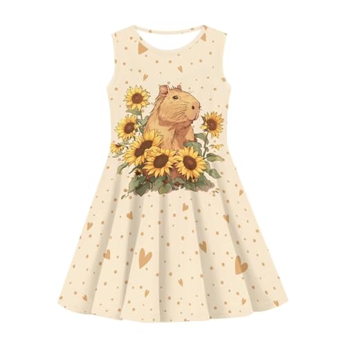 Girls Sleeveless Dress Casual Swing Sundress Crew Neck Tank Dresses Stretchy Holiday Dress for Girls Age 3-16 Years4