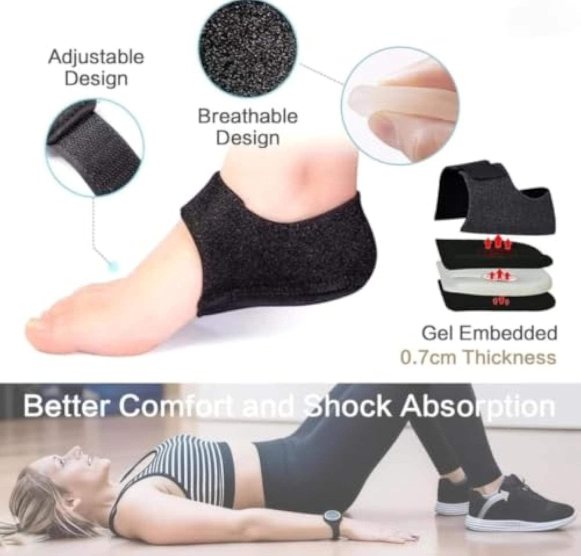 Orthotics Heel Protector for Heel Pain Relief, Gel Heel Pad