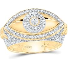 Jewels By Lux 10kt Yellow Gold 7/8 Cttw Natural Diamond Fashion Evil Eye Mens Ring, Men Size 8-12