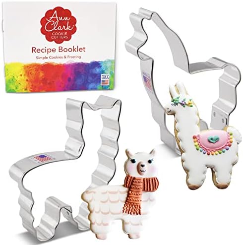 Ann Clark Cookie Cutters 2-Piece Llama Alpaca Cookie Cutter Set with Recipe Booklet