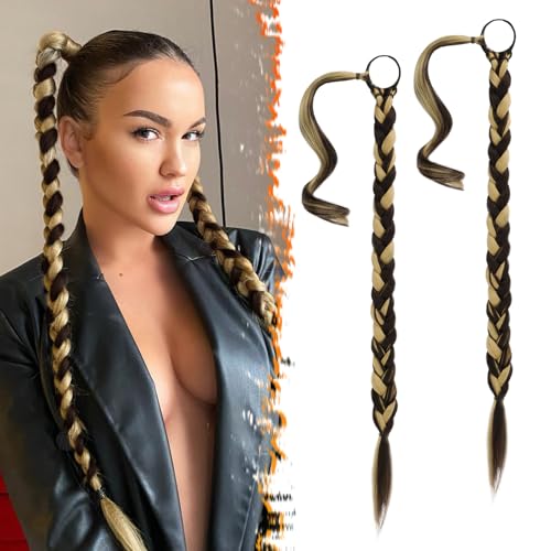 BARSDAR 30 Inch Long Braided Ponytail Extension with Hair Tie