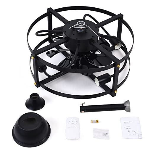LOYALHEARTDY-Caged-Ceiling-Fan-With-Light-18in-Black-Chandelier-Ceiling-Fan-With-Remote-Downrod-48-98-Small-Industrial-Bladeless-Ceiling-Fan-Lighting-3-speed-Silent-Enclosed-Fan