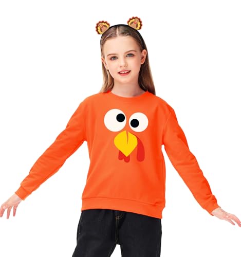 Image of Remimi Kids Halloween Sweatshirt Long Sleeve Thanksgiving Tops 3-14 Years