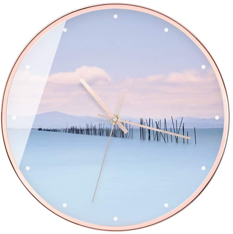 Horloge de mode pour porche intérieur et chambre à coucher avec cadran paysage en métal 30 cm