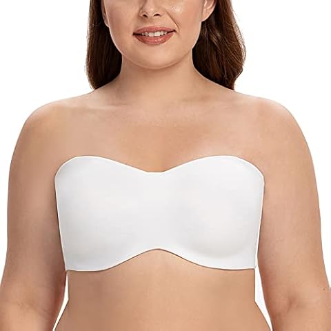 CASOLACE Women's Seamless Bandeau Minimizer Starpless Bras for Underwire Large Busts White 40DD Cover