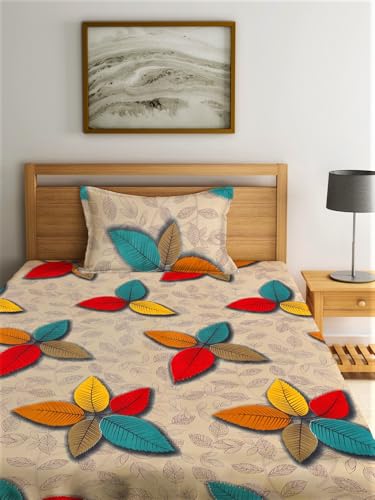 Image of Home Sizzler 210 TC Microfibre Multicolor Single Fitted Bedsheet (72X36 inch) with 1 Pillow Cover