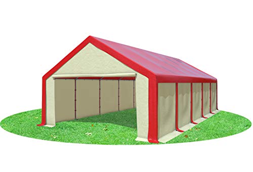 Stabilezelte Partyzelt 5x10m Modular Professional PVC 500 g/m² ohne Fenster ROT BEIGE