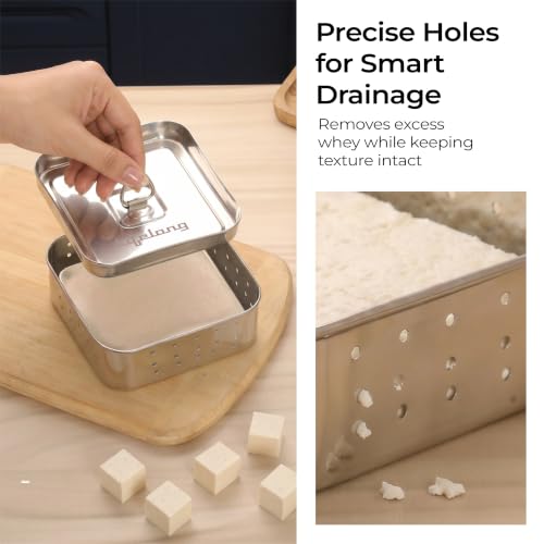 Image of Lifelong Stainless Steel Paneer Mould Maker (550ml) | Press Fit Lid for Firm Texture | Easy Paneer Shaping & Whey Draining | Rust Resistant Tofu Mould Press for Square Paneer Blocks, Cheese, & Sprouts