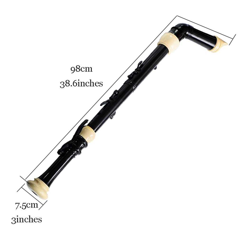 Blockflöten Blockflöte Lernen Erwachsene Bass English Professional Spielblockflöte, Abnehmbare 8-Loch-Barockflöte, 4 Stück, Mit Ledertaschen-Reinigungsstab (Color : Black)