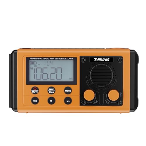 ZHIWHIS 防災ラジオ 10000mAh大容量 IPX6防水 FM/AM/短波/ワイドFM対応 ソーラー/手回し/USB-C充電/乾電池使用可能 タイマー/SOSアラーム/電源切替え/LED懐中電灯付き 震災 台風 津波 停電緊急対策 2025新登場ZWS-907