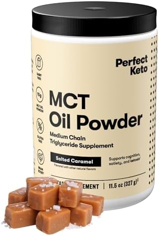 Perfect Keto MCT Oil Supplement Powder, Salted Caramel | 30 Servings