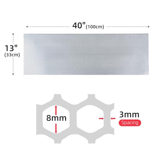 Image of AggAuto Universal 40 inchx13 inch Car Grill Mesh - Aluminum Alloy Automotive Grille Insert Bumper Honeycomb Hole 8mm Spacing 3mm, One of the Most Multifunctional Shape Grids 100x33cm Silver