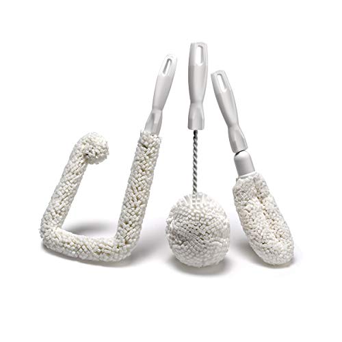 Set of 3 Glassware Cleaning Brush Kit - Non-Scratch, Foam Wine Glass Cleaning Brush Set for Glassware, Decanter, Mug, Stemware - for Home, Restaurant, Bar, Hotel - by FryOilSaver Co.