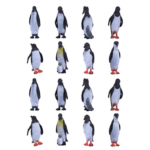 NUOBESTY Simulation Penguin Model 16PCS, 5x2x1.5cm Arctic Animals Figurines for Kids Plastic Home Decoration Mini Ocean Animal Model Penguin for Kids Education