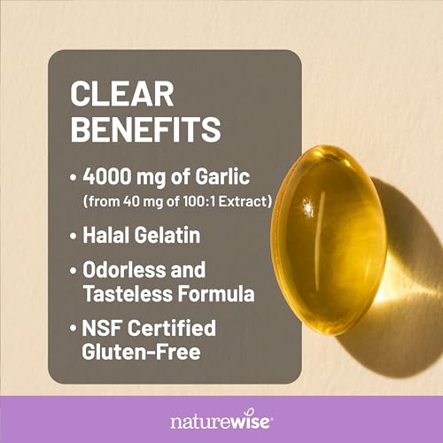NatureWise Odorless Garlic Supplement 4000mg - Ultra Potent 100:1 Extract - Healthy Cholesterol Formula, Heart Health Support - Non-GMO, Gluten Free, with Halal Gelatin - 60 Count[30-Day Supply] - image 3