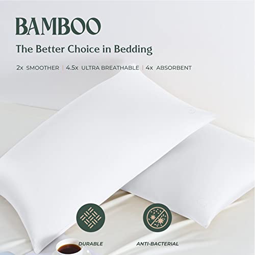 Mayfair Linen Viscose From Bamboo Bed Pillowcases, 2Pc Pillowcase Pair For King Pillows, With Extra Long Staple Cases, Soft & Cooling Luxury Cases, White Cases (King, White) #TOP2