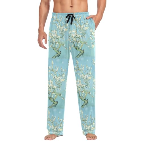 Van Gogh Flower Branch Men's Pajama Pants Lightweight Sleepwear Bottom Lounge Pants - Main Image