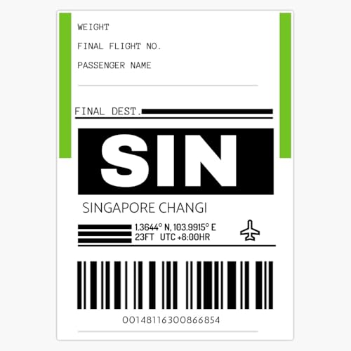 SIN Singapore Changi Airport Luggage Tag Bumper Sticker