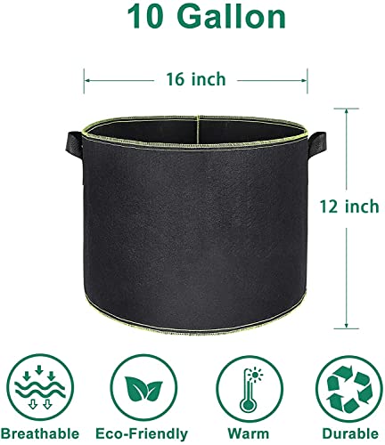 Tomvyter 10 Gallon Grow Bags 10 Pack Smart Planting Pots, Aeration Fabric Pots 300G Thickened Non-Woven Plant Grow Bag With Handles #TOP2