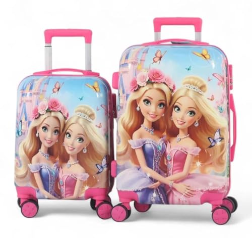 Image of ADSON Abs Kids Trolley 360 Rotating Luggage 360 Degree Wheels Princess Non-Breakable 20 Inch Kids Hardsided Suitcase with 4 Wheels, 360 Degree Wheel Travel Trolley Bag (Sky Blue & Pink Princess)