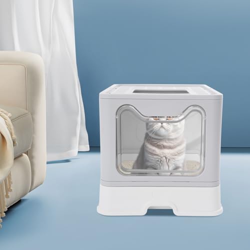 Arenero plegable cerrado para gatos con tapa y pala miniatura 4