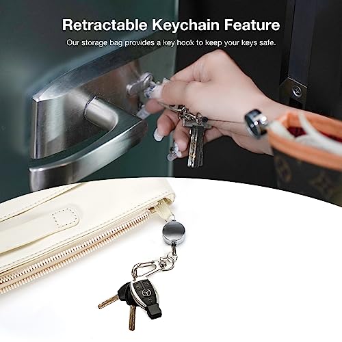 Shingone Purse Organizer Insert For Handbags，Tote Bag Organizer，Microfiber Leather Handbag Organizer Insert With Retractable Key Chain，Led Light，Zipper，Extra Large Space With 15 Storage Slots，Medium #TOP5