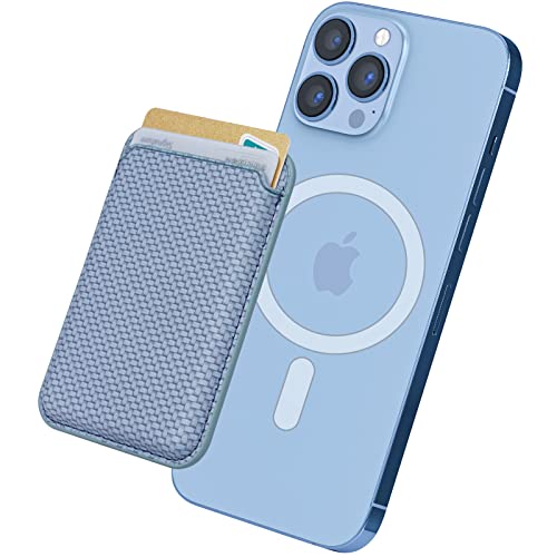 Magnetic Wallet Card Holder with MagSafe Compatible for iPhone 13 Pro Max/13 Pro/13/13 Mini, for iPhone 12/12 Mini/12 Pro/12 Pro Max, RFID Card Wallet, Blue