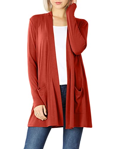 Image of Women's Open Front Cardigan Long Sleeve with Pockets Casual Outwear