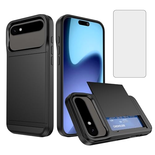 Accessoires iPhone 17 Air coque noire antichoc pour voyager léger avec porte-carte et verre
