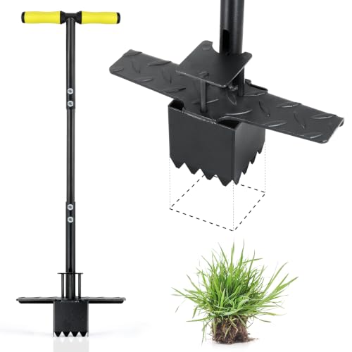 Colwelt Sod Plugger Tool Square, Grass Plug Tool for Lawn,