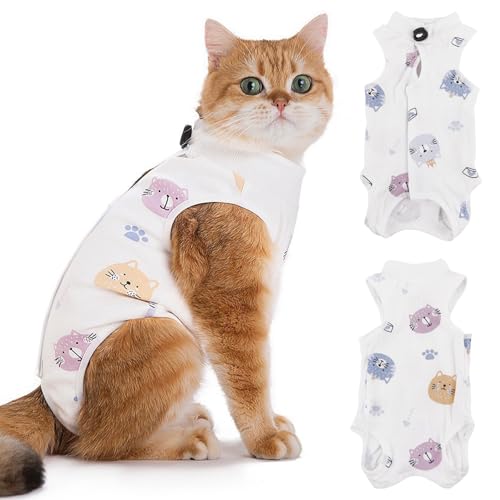 LOMSUXA Tuta per Recupero Gatti, Body Gatto Postoperatorio, Vestito Chirurgico Animale Domestico, Gatto Femmina Post Intervento Tutina,per Ferite Addominali o Malattie Pelle,per 4-7 kg (Stile A)