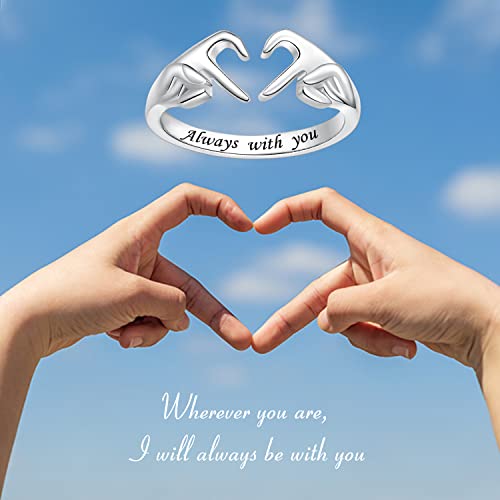 925 Sterling Silver Heart Claddagh Rings For Women Teen Girls, Adjustable White Gold Plated Ring Friendship Promise Love Heart Jewelry Rings Mothers Day Valentines Holiday Gifts For Women Friends(Always With You) #TOP1