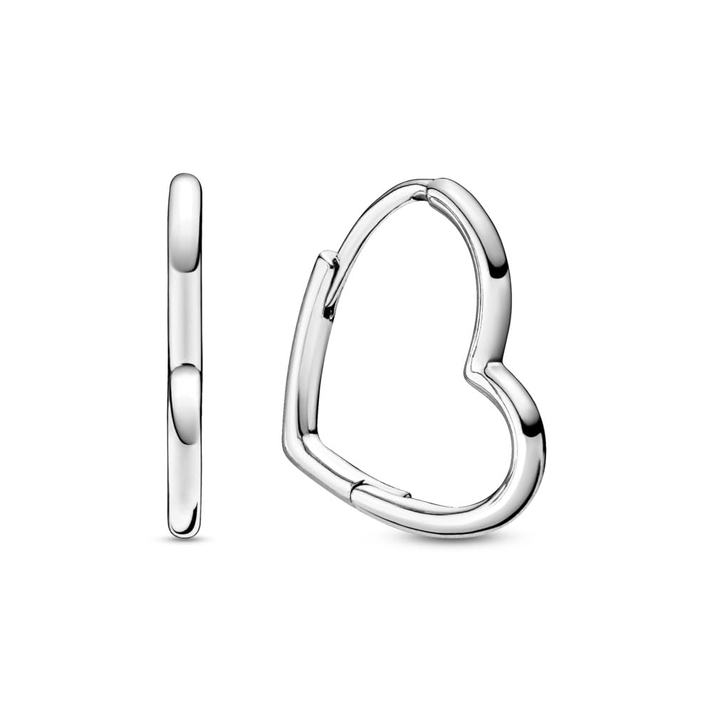 PANDORA Moments handveredelte, asymmetrische Herzen Ohrringe aus Sterling-Silber - herzförmigen Ohrringe in einem minimalistischen Style