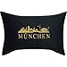 EXPRESS-STICKEREI - Cuscino decorativo con federa e motivo skyline Monaco, 40 x 60 cm, colore: Nero