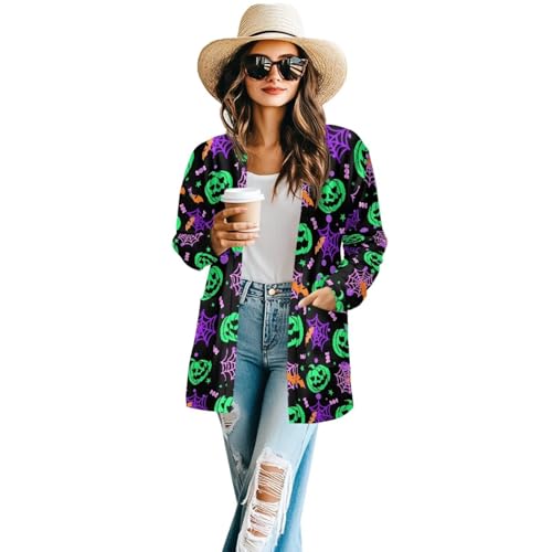 Image of Women's Lightweight Cardigans with Pockets Trendy Long Sleeve Open Front Cardigan Casual Tops Jackets Fall Oufits S-2XL
