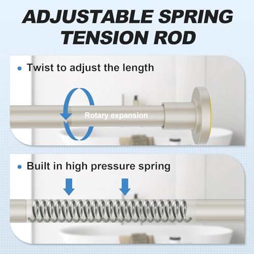Image of CorkLatta Brushed Nickel Shower Curtain Rod 31 to 80 Inch,1 Inch Diameter Adjustable Spring Tension Stainless Steel Telescoping Rod,Easy Install,No Rust