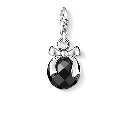 Thomas Sabo Ciondolo da Donna, Argento 925, obsidian stone bow charm