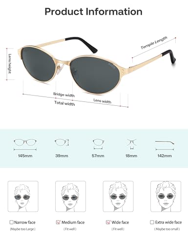 Image of SOJOS Retro Oval Polarized Sunglasses for Women Men, Trendy Chic Cat Eye 90s Y2K Sunnies SJ1266