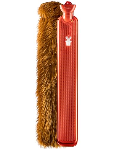 Peterpan Long Hot Water Bottle with Luxury Faux Fur Cover, Hot Water Bottles for Pain Relief, BPA...