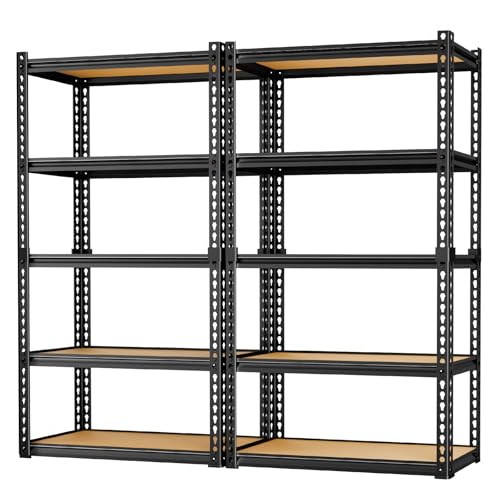 Image of LEVELEVE 5-Tier Heavy Duty Storage Shelving Unit, 2000 lbs Capacity, Adjustable Metal Utility Shelf, 30 inch L x 12 inch W x 60 inch H for Garage, Kitchen, Pantry, Basement, Bathroom, Laundry,2 Pack