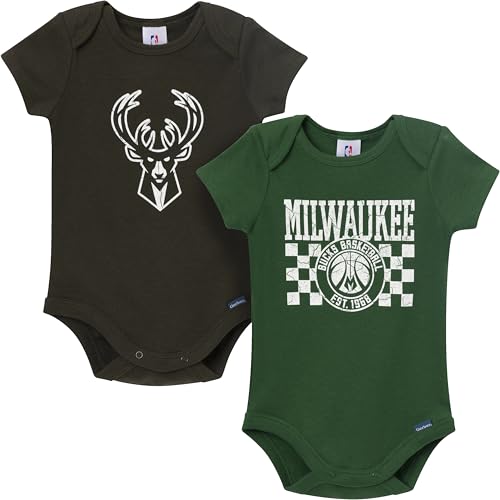 Image of Gerber Baby NBA Boys & Girls 2-Pack Short Sleeve Onesie Bodysuits