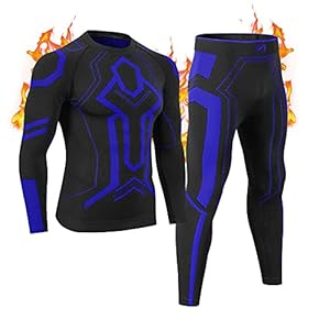 MeetHoo Men’s Thermal Underwear Set, Base Layer Long Sleeve Top Long Johns Compression Shirt Bottom Suit Winter Warm Running Sport