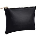 Coin Purse Pouch for Women Men Durable PU leather Change Purse with Zipper
